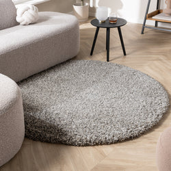 Round high-pile rug - Yves Light grey