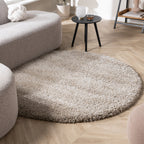 Round high-pile rug - Yves Taupe