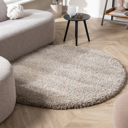 Round high-pile rug - Yves Taupe