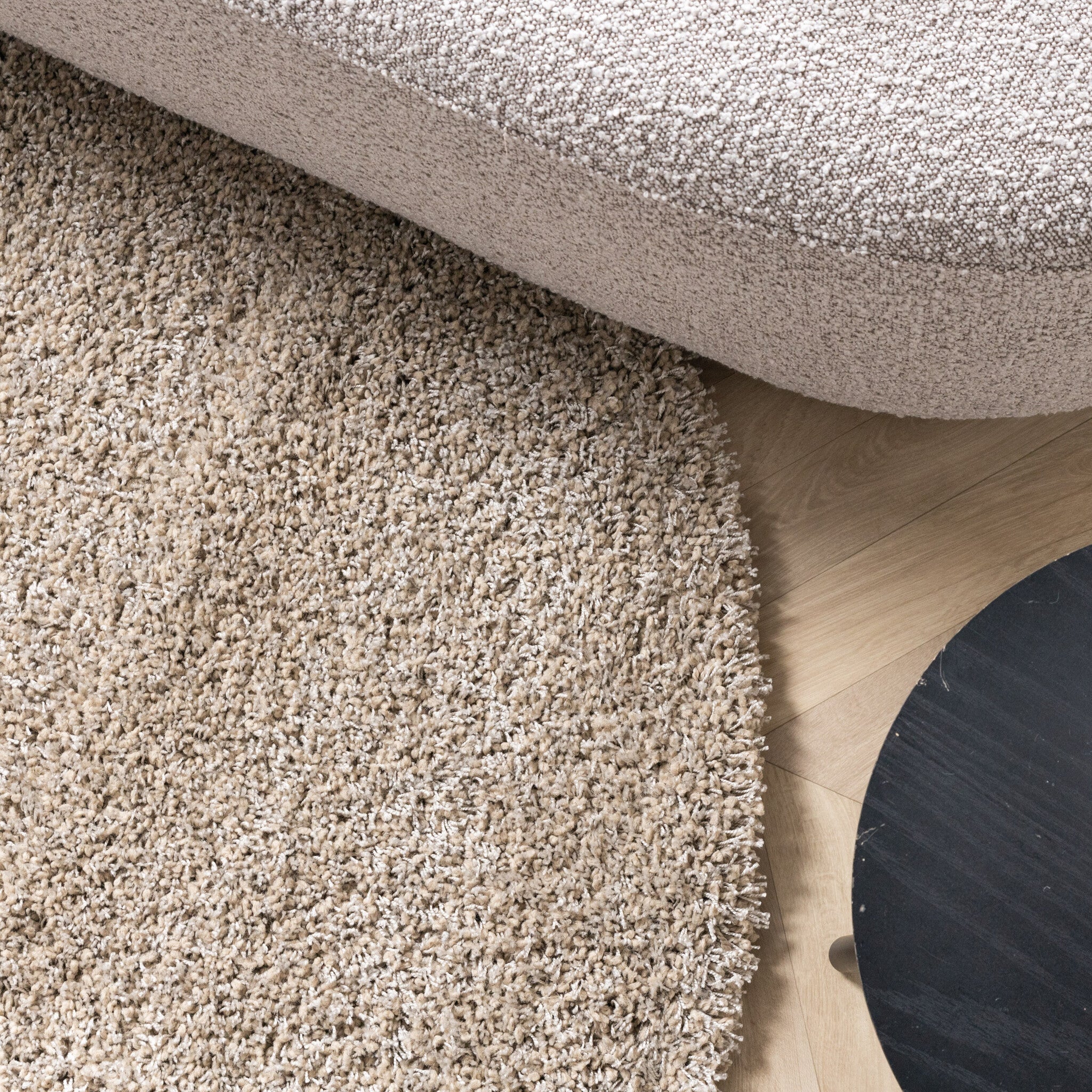 Round high-pile rug - Yves Taupe