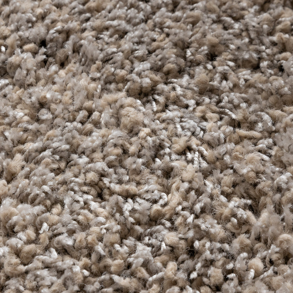 Round high-pile rug - Yves Taupe