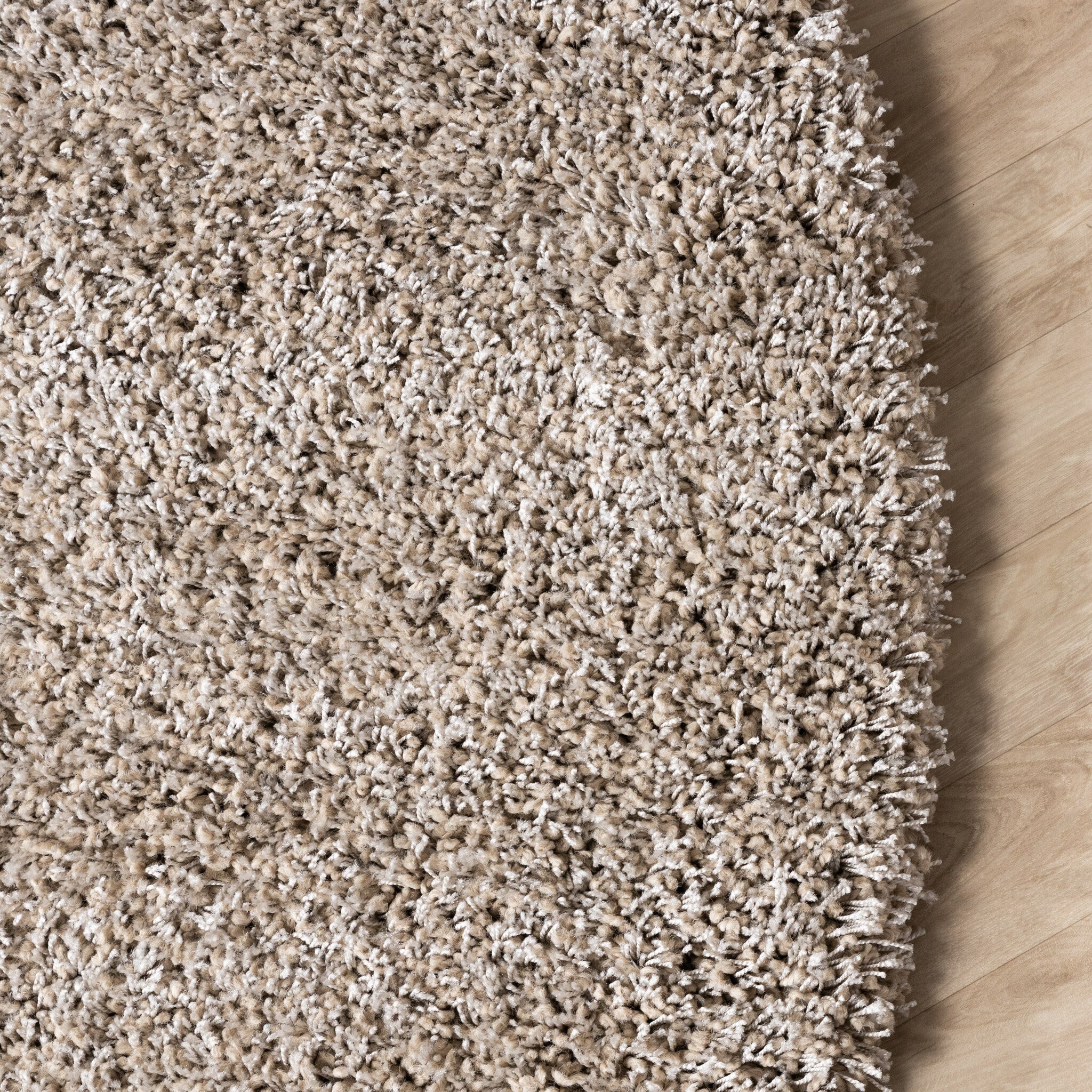 Round high-pile rug - Yves Taupe