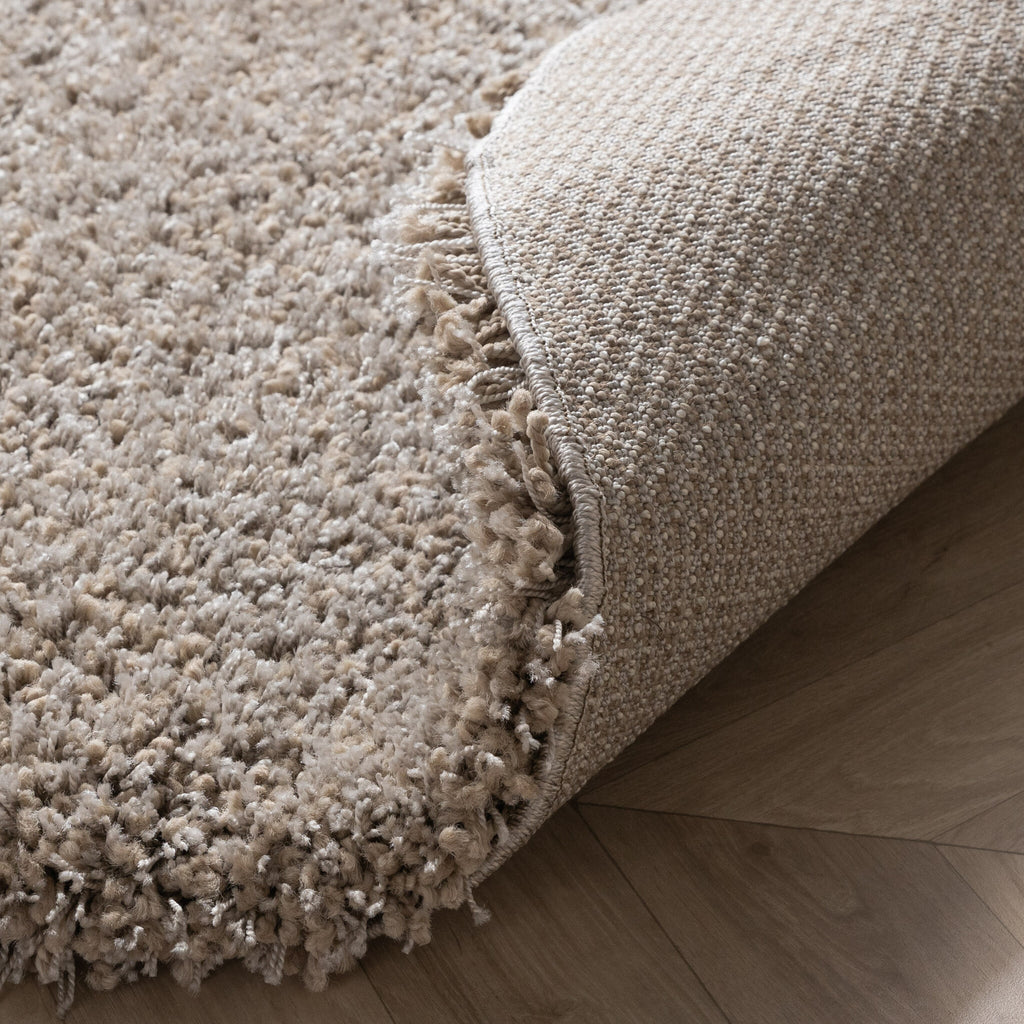 Round high-pile rug - Yves Taupe