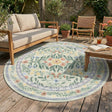 Round vintage outdoor rug - Luana Dark Green