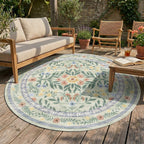 Round vintage outdoor rug - Luana Dark Green