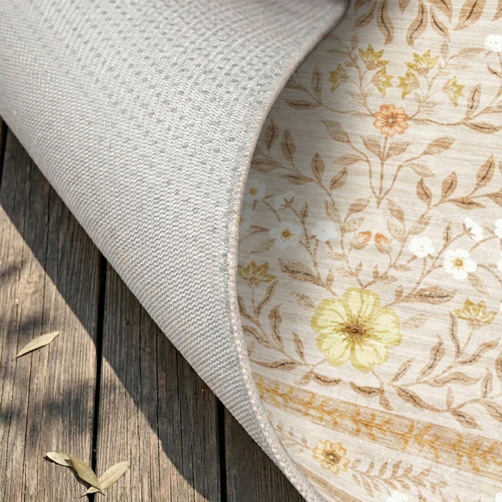 Round vintage outdoor rug - Luana Yellow