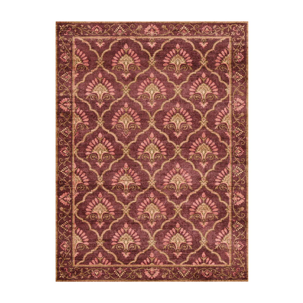 Vintage rug - Sage Grid Red